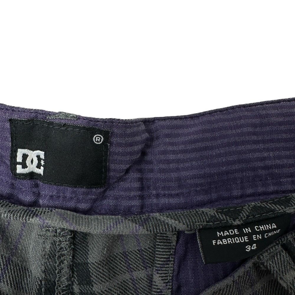 DC Mens Chino Shorts Gray Black Purple Plaid Flat Front Casual Pockets 34 *FLAW* - Picture 12 of 16